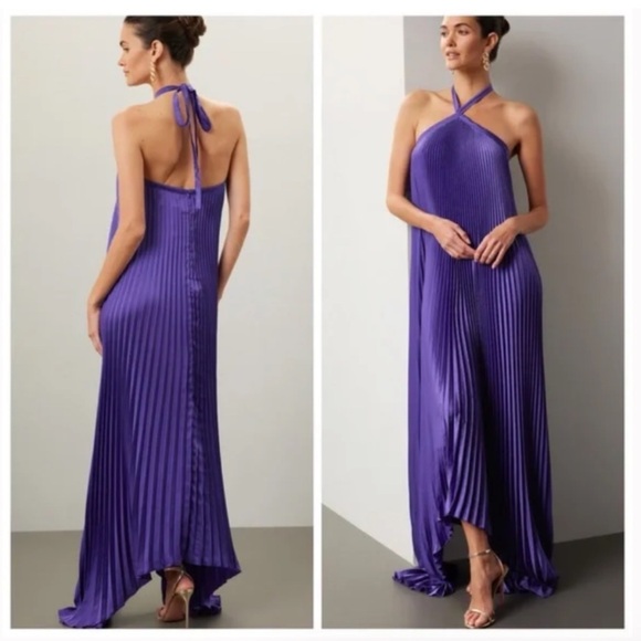 L'IDÉE Déesse Pleated Gown in Purple - Size XL - Picture 2 of 9